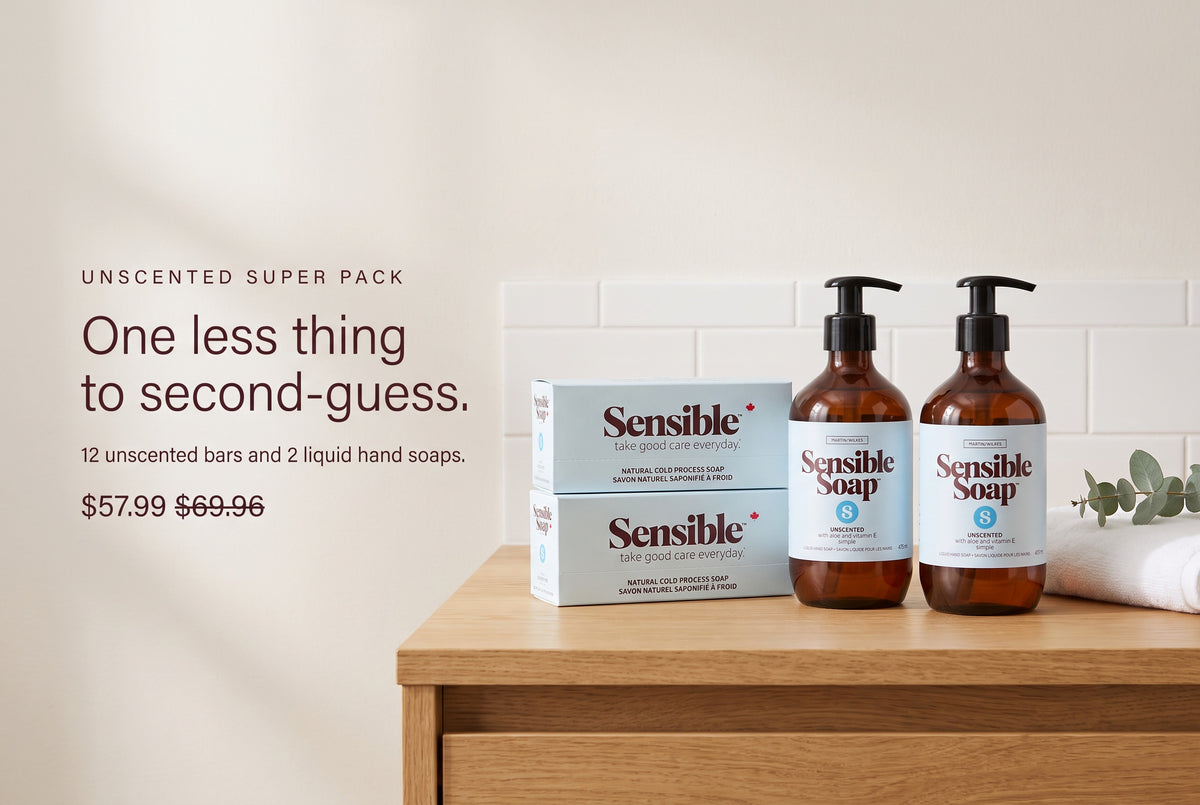 Unscented Super Pack: two Sensible Unscented six-bar cases and two Unscented liquid hand soaps, $57.99