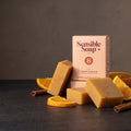 Sensible Soap Orange Cinnamon bar soap, dark slate setting
