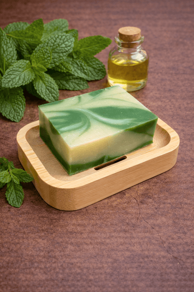 Spearmint Swirl Bar Soap, unboxed bar